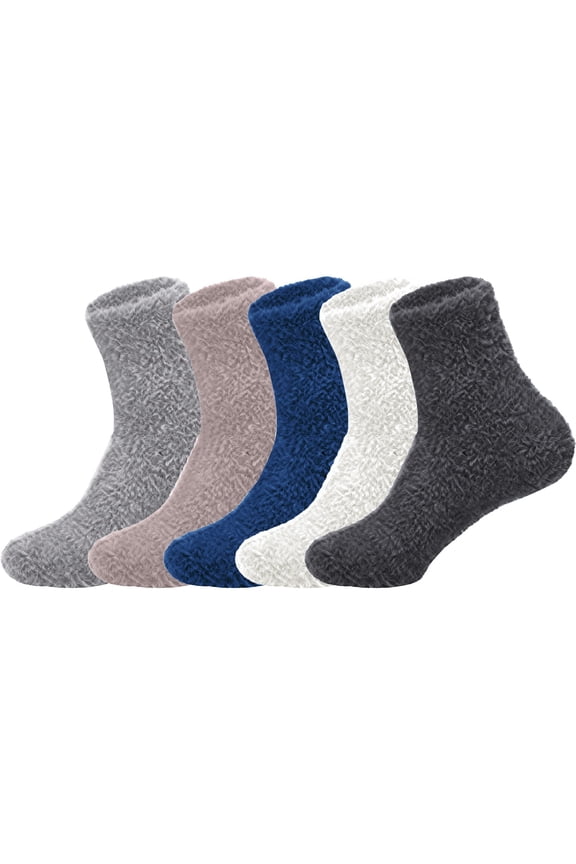 5Pcs Socks for Women Breathable Gifts for Girlfriend Fuzzy Thermal Soft Winter Clothing Ruffle Socks Multicolor