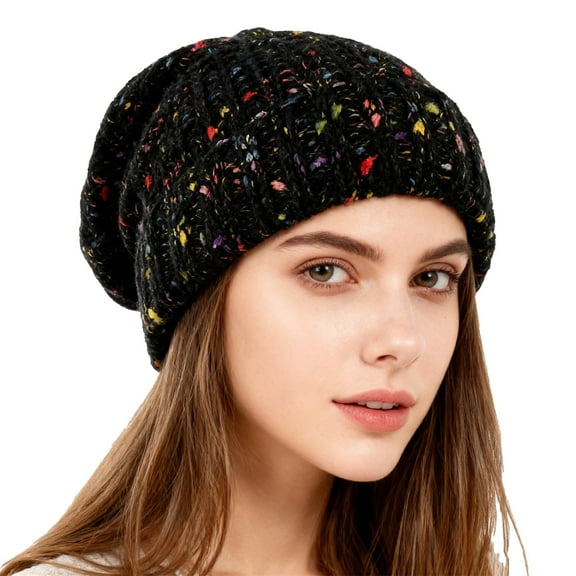 CYSFASHION Beanie for Women Beanies Fall Fashion Must Haves Slouch Cap Funny Winter Hats Women's Hats Black