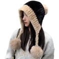 thumbnail image 1 of CYSFASHION Beanie for Women Winter Clothing Soft With Ball Fitness Trapper Hat Neck Warmer Women's Hats & Caps Black, 1 of 4