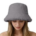 thumbnail image 1 of CYSFASHION Bucket Hat For Women Cozy Faux Fur Fasherman Fuzzy Fall Fashion Must Have Wool Women's Hats & Caps Grey, 1 of 5