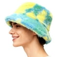 thumbnail image 1 of CYSFASHION Bucket Hats for Woman And Winter Styles For Ladies Tie Dyed Plush Bucket Hats. Thickened And Warm Fisherman Hats For Outdoor Use Yellow, 1 of 4