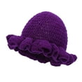 thumbnail image 1 of CYSFASHION Bucket Hats for Woman Handmade Crochet Ruffled Wool Hat Fashionable Colorful Wide Brimmed Hat Unisex Hat With Flounced Edge Dark Purple, 1 of 4