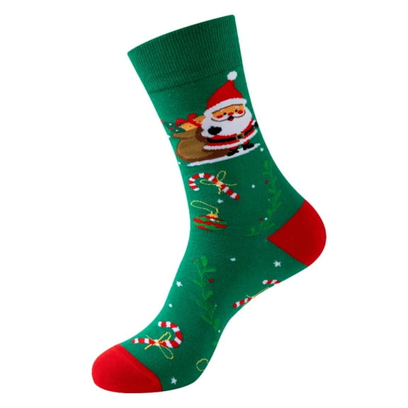 CYSFASHION Christmas Day Socks for Women Ankle Cotton Crew Comfortable Performance Santa Socks for Women Blackish Green