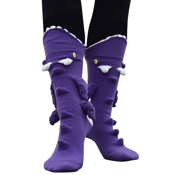 CYSFASHION Christmas Gift Thigh High Stockings for Family Fireplace 18 Inches Knit Sock Hanging Plush Faux Party Compression Socks Dark Purple