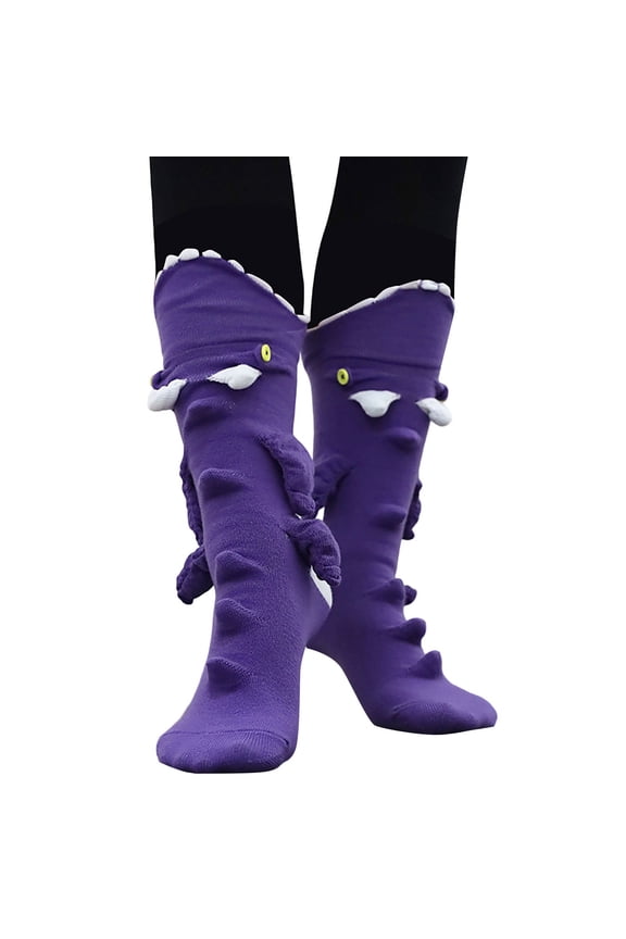 Christmas Gift Thigh High Stockings for Family Fireplace 18 Inches Knit Sock Hanging Plush Faux Party Compression Socks Dark Purple