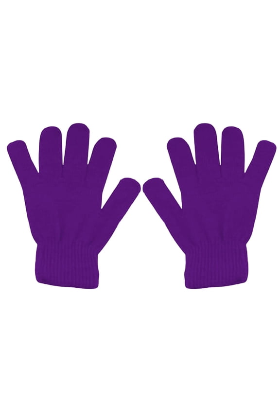 Christmas Gifts 2 Pack Winter Gloves Women Warm Soft Knit Fleece Liner Man Cotton Gloves Purple