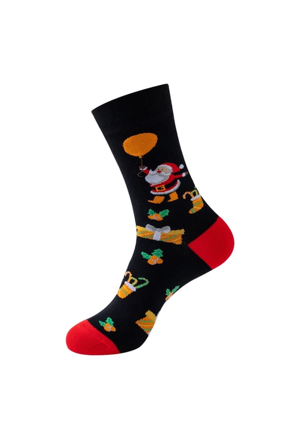 Christmas Gifts Womens Socks Breathble Cozy Cute Comfort Thermal Boot Santa Womens Socks Black