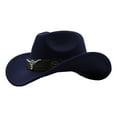thumbnail image 1 of CYSFASHION Cowboy Hats for Women Men Retro Western Boho Sun Hat Wide Brim Navy Cowgirl Hat, 1 of 2