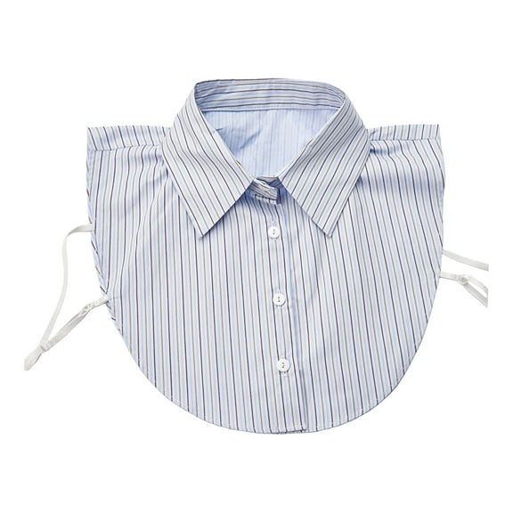 CYSFASHION Detachable Dicky Collar Blouse for Women Solid Faux Shirt Family Business Casual Round Fake Collar Light Blue