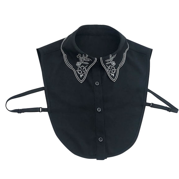 CYSFASHION Detachable Dicky Collar Blouse for Women Solid Faux Shirt Family Business Casual V Neck Fake Collar Black