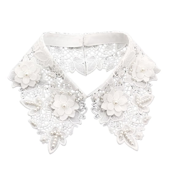 CYSFASHION Dickey Collar Blouse for Women Floral Half Shirts Family Business Casual Round Fake Collar Beige