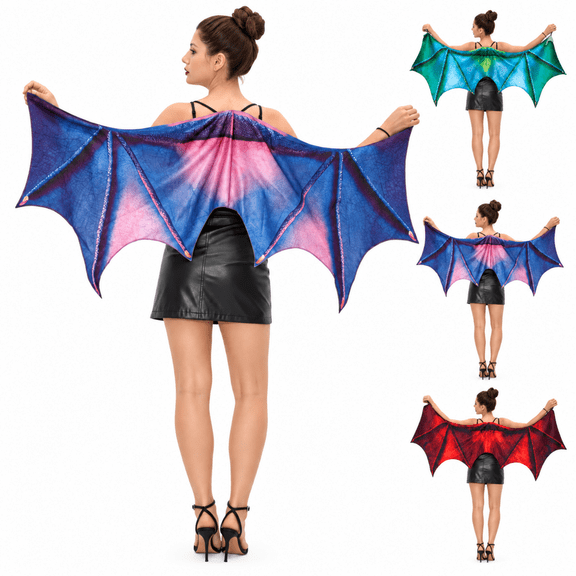 CYSFASHION Dragon Wing Shawl for Women Lightweight Bat Wing Cape Halloween Cosplay Costume Accessory Gradient Scale Pattern for Festival Themed Parties Stage Performance Photo Shoots Masquerade