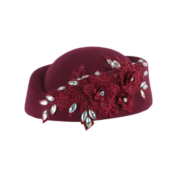 CYSFASHION Fascinators Hats for Women Tea Party Girls Accessories Church Retro Pillbox Hat Wine