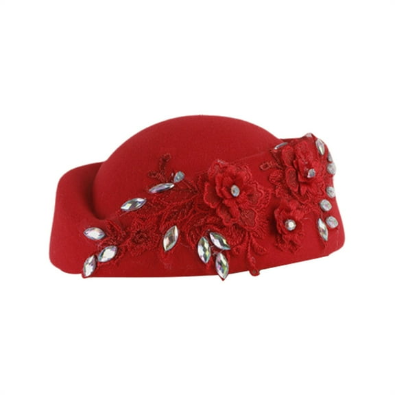 CYSFASHION Fascinators Hats for Women Tea Party Girls Accessories Church Vintage Pillbox Hat Red