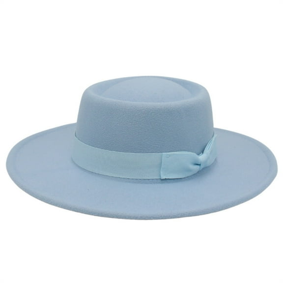 CYSFASHION Fedora Hats for Women Panama Wedding Guest Dress Wide Brim Hair Accessories Tea Party Women's Sun Hats Blue4