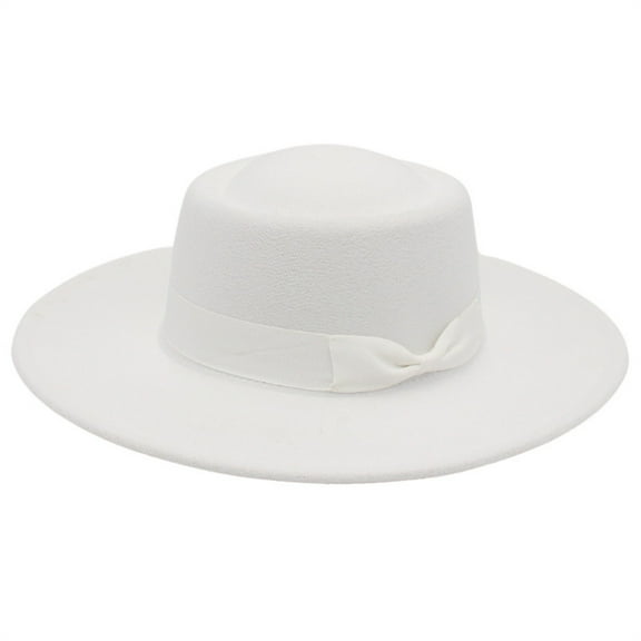 CYSFASHION Fedora Hats for Women Panama Wedding Guest Dress Wide Brim Hair Accessories Tea Party Women's Sun Hats White