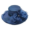 thumbnail image 1 of CYSFASHION Fedora Hats for Women Retro Classic Soft Panama Wide Brim Elegant Bucket Hat Navy, 1 of 6