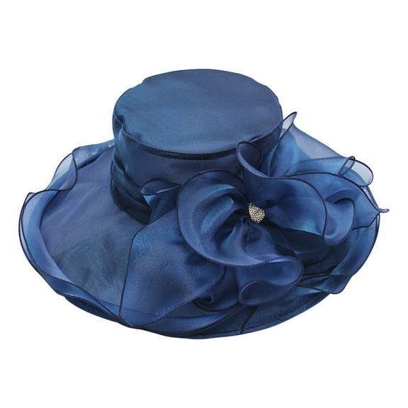 CYSFASHION Fedora Hats for Women Retro Classic Soft Panama Wide Brim Elegant Bucket Hat Navy