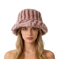 thumbnail image 1 of CYSFASHION Fur Bucket Hat For Women Soft Faux Plush Flannel 2026 Trendy Wool Lined Men's Hats & Caps Pink, 1 of 4