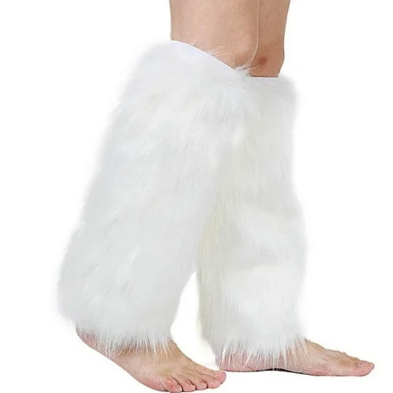 CYSFASHION Furry Boots for Women Faux Fur Leg Warmers Fluffy Fall Fashion Must Haves Fuzzy Boot White