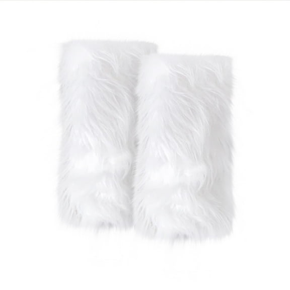 CYSFASHION Furry Boots for Women Faux Fur Leg Warmers Fluffy Fall Fashion Must Haves Fuzzy Boot White