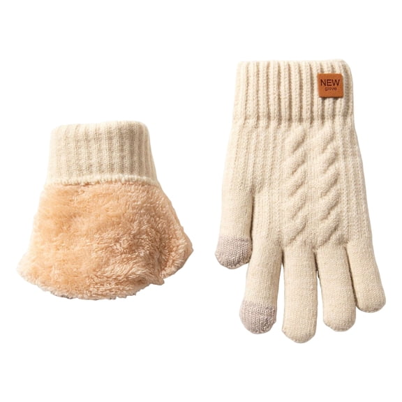 CYSFASHION Gloves for Women Cozy Hand Warmer Thermal Fall Fashion Faux Fur Fleece Mens Mittens Beige