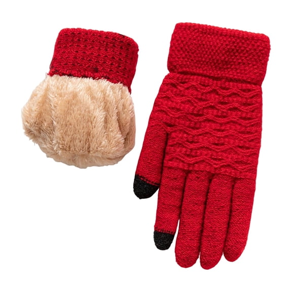CYSFASHION Gloves for Women Cozy Hot Hands Hand Warmers Thermal Fall Fashion Faux Fur Fleece Mens Mittens Red