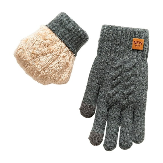 CYSFASHION Gloves for Women Soft Hot Hands Hand Warmers Thermal Winter Clothing Faux Fur Cotton Mens Mittens Dark Gray