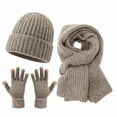 thumbnail image 1 of CYSFASHION Head Scarf for Women Warm Winter Gloves Fall Clothes Men's Headband Screen 3Pcs Knit Beige Beanie, 1 of 2
