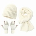 thumbnail image 1 of CYSFASHION Head Scarf for Women Warm Winter Gloves Fall Clothes Men's Headband Screen 3Pcs Knit White Beanie, 1 of 2