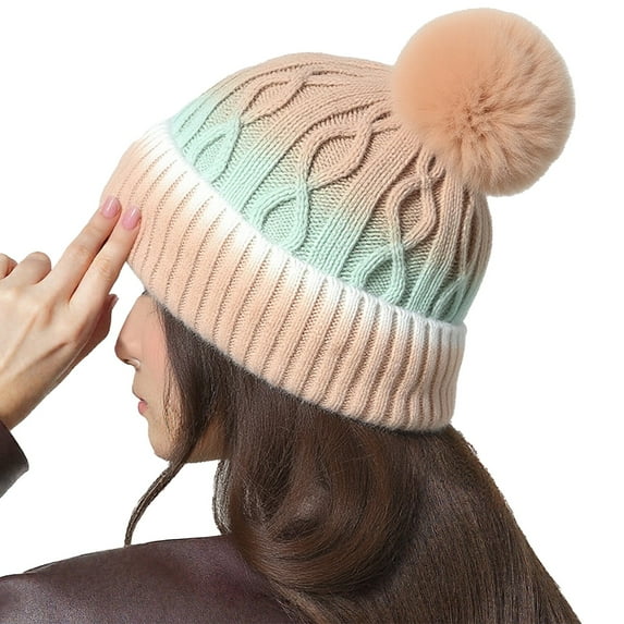 CYSFASHION Khaki Beanie for Women Women's Fleece Lined And Thickened Knitted Hats Cold Warm Personalized Fashionable And Versatile Colored Beanies