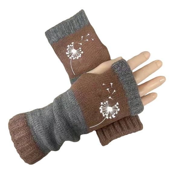CYSFASHION Mens Winter Gloves Winter Clothing Fitness Wool Dandelion Unisex Fingerless Mittens Khaki