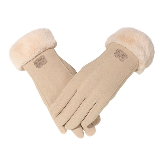 CYSFASHION Mittens for Women Fitness Skating Cozy Casual Fleece Thermal Gloves Beige
