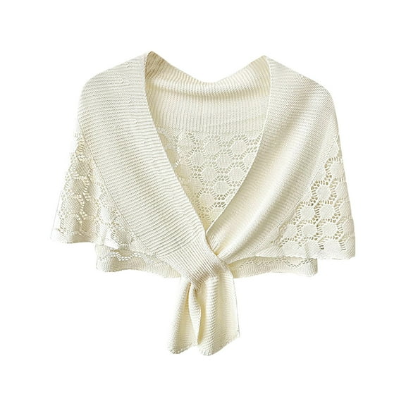 CYSFASHION Pashmina Wraps for Women Party Cardigan Cap Loose Knitted Fashion Neck Scarf White