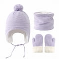 thumbnail image 1 of CYSFASHION Scarf for Women 3 Piece Winter Gloves Men Fall Fashion Must Haves Men's Touchscreen Ear Warmer Caps Fleece Light Violet Beanie, 1 of 2