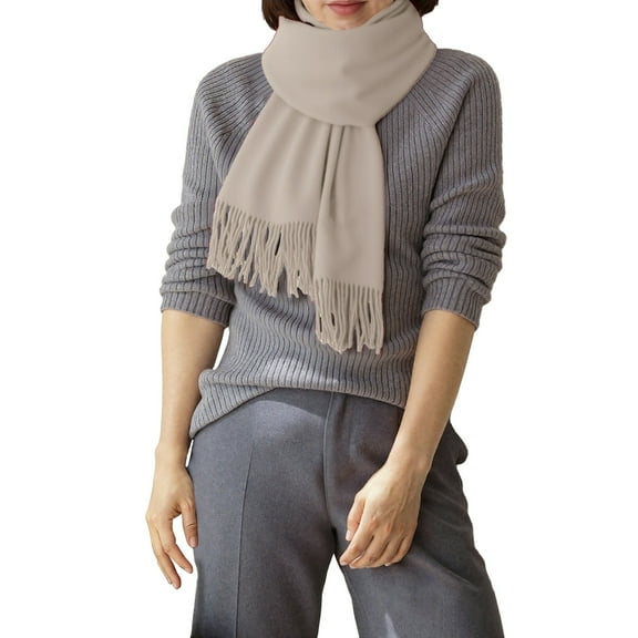 CYSFASHION Scarf for Women Scarves Autumn And Winter With A Versatile Like Feel Tassels Style Warm Suitable As Neck Warmer Beige Shawl