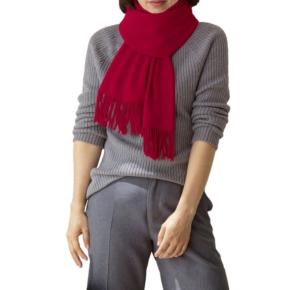 CYSFASHION Scarf for Women Scarves Autumn And Winter With A Versatile Like Feel Tassels Style Warm Suitable As Neck Warmer Red Shawl