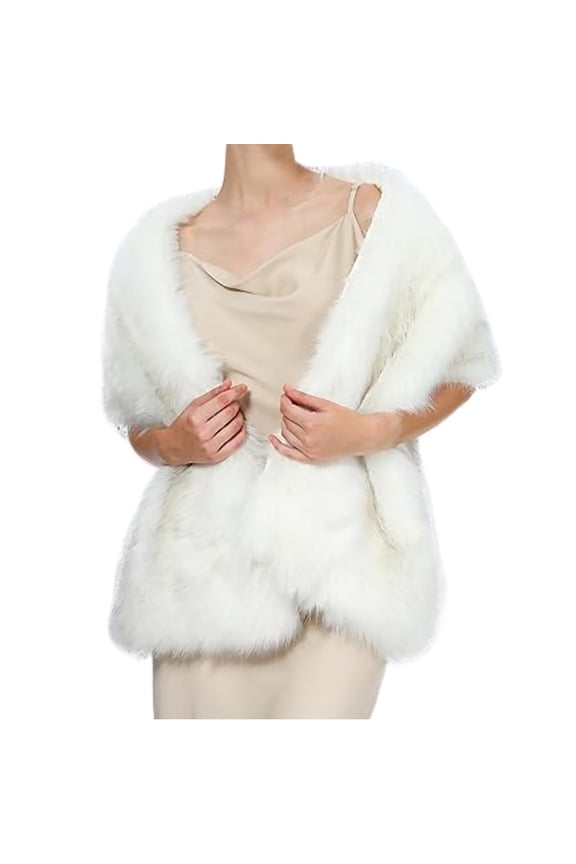 Shawl Wraps For Women Women's Winter Warm Satin Scarf Bridesmaid Gifts Collar Stole Fluffy Elegant Wedding Dress White