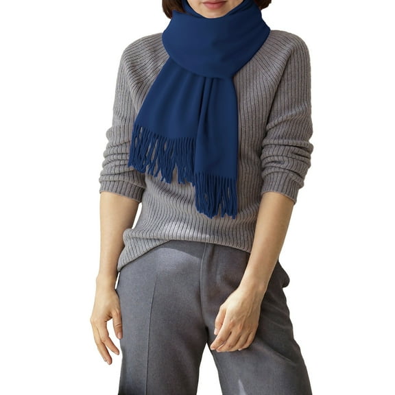 CYSFASHION Shawl Wraps for Women Scarves Autumn And Winter With A Versatile Like Feel Tassels Style Warm Suitable As Neck Warmer Navy Scarf