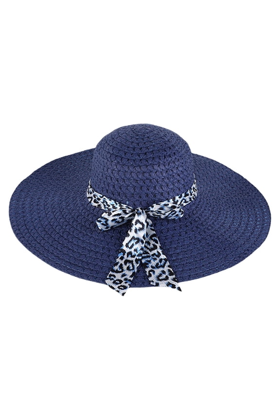 Straw Hats for Women Outdoor Floppy Foldable Beach Breathable Wide Brim Sun Hat Navy