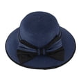thumbnail image 1 of CYSFASHION Sun Hats for Women Vintage Roll Up Cool Casual Short Brim Felt Bucket Hat Navy, 1 of 8