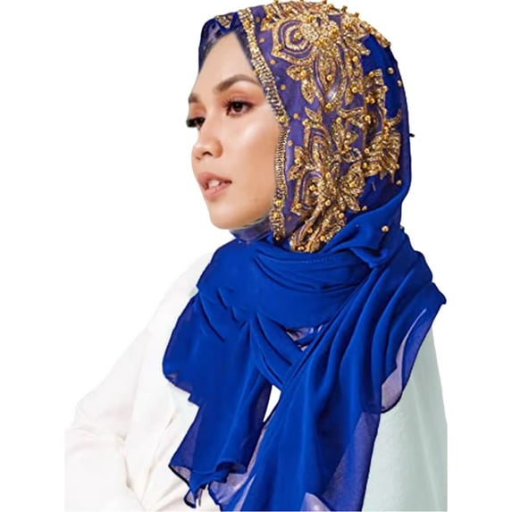 CYSFASHION Turbans for Women Vintage Head Scarf Soft Headcovering Womens Headwraps Comfy Flower Woman's Towel Blue