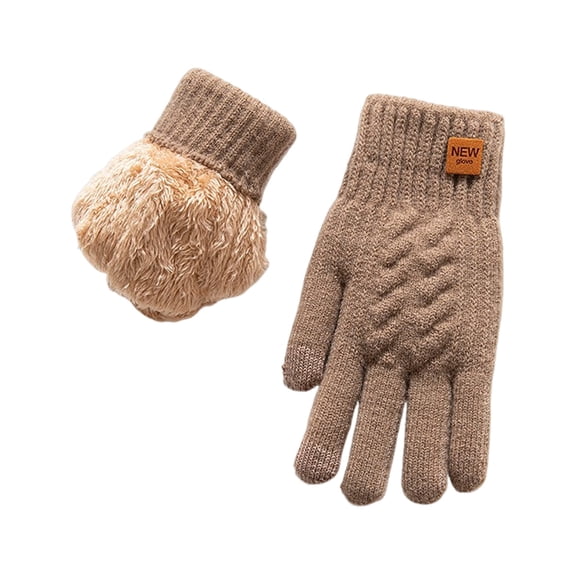 CYSFASHION Winter Gloves Men Fitness Hand Warmers Thermal Springs Faux Fur Fleece Lined Womens Mittens Coffee
