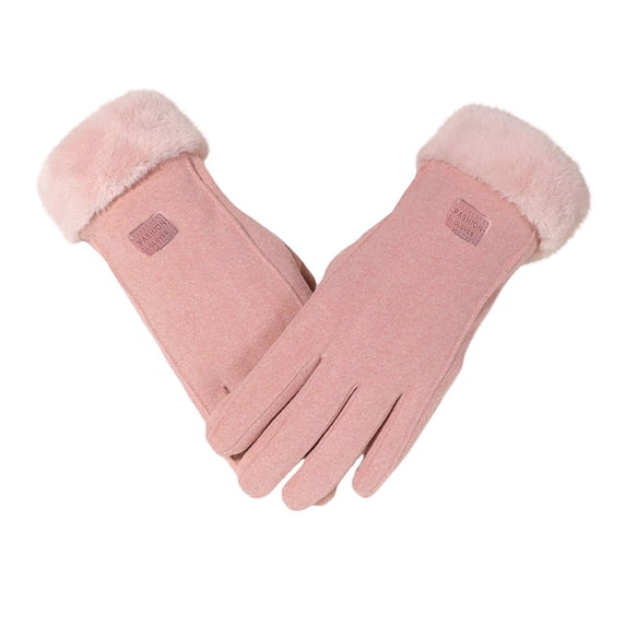 CYSFASHION Winter Gloves for Women Fitness Snow Warm Plush Casual Cotton Thermal Gloves Pink