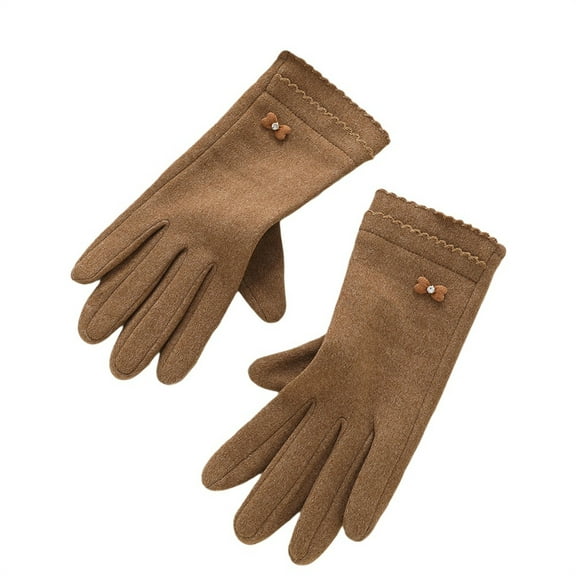 CYSFASHION Winter Gloves for Women Full Finger Winter Fleece Lining Compression Gloves Coffee
