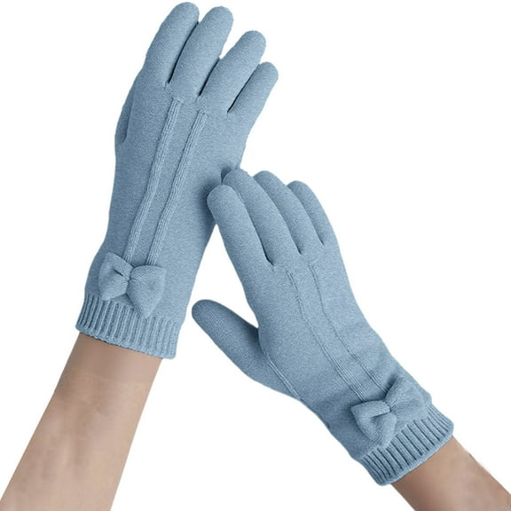 CYSFASHION Winter Gloves for Women Full Finger Winter Fleece Lining Compression Gloves Light Blue