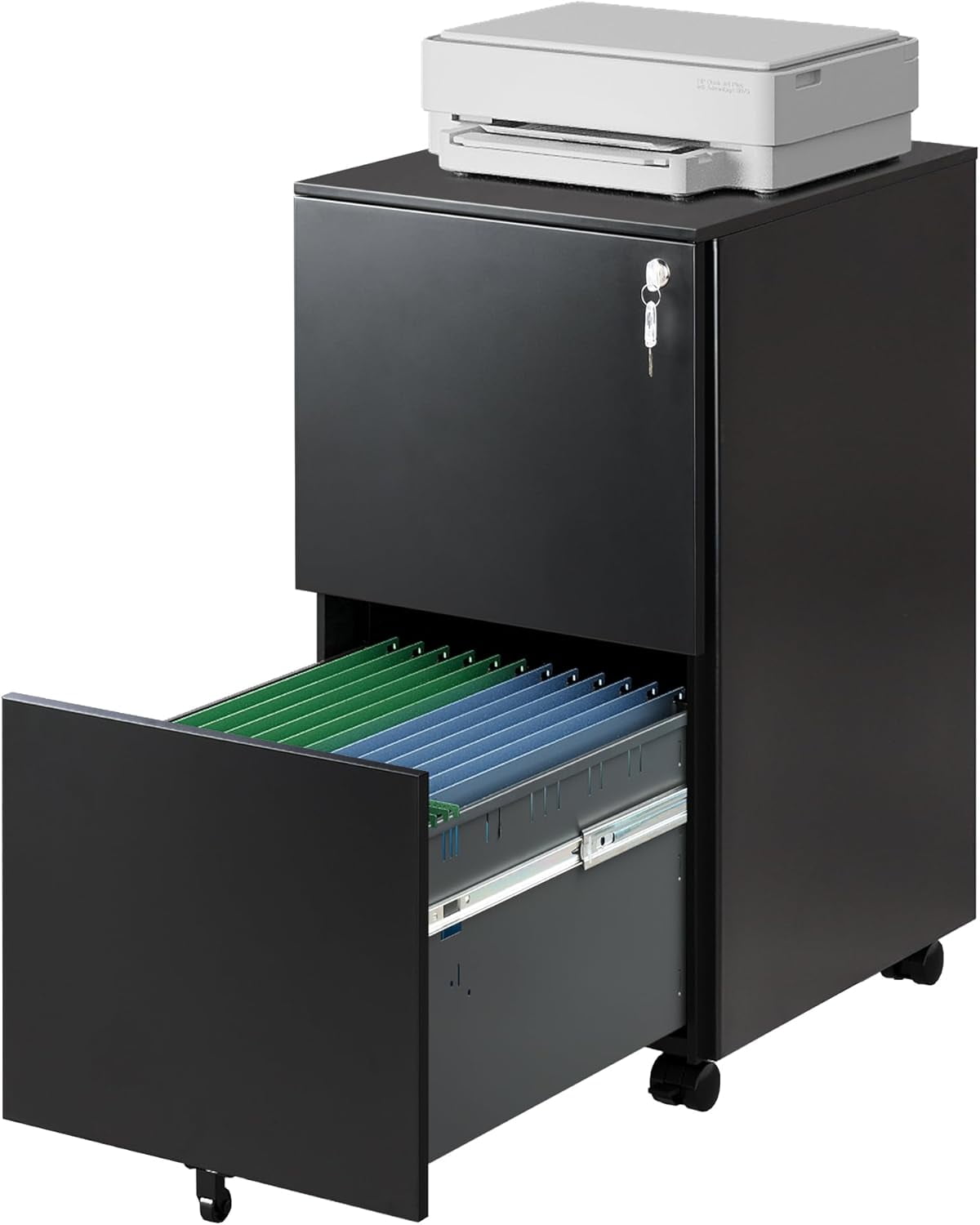 CYTROP 2-Drawer Rolling File Cabinet with Lock, Metal Filing Cabinet ...