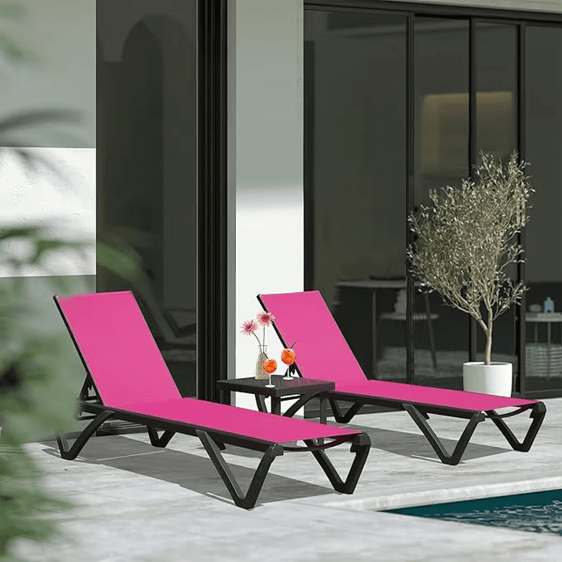 CYTROP Pool Lounge Chairs, Aluminum Patio Chaise Lounge with Side Table ...