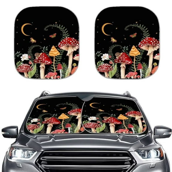 CYU SHOP Foldable Automotive Window Shades, Sliver Tape Black, 28.5" x 25.5", 0.47