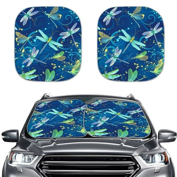 CYU SHOP Foldable Automotive Window Shades, Silver Tape Blue, 28.5" x 25.5", 0.47 lb